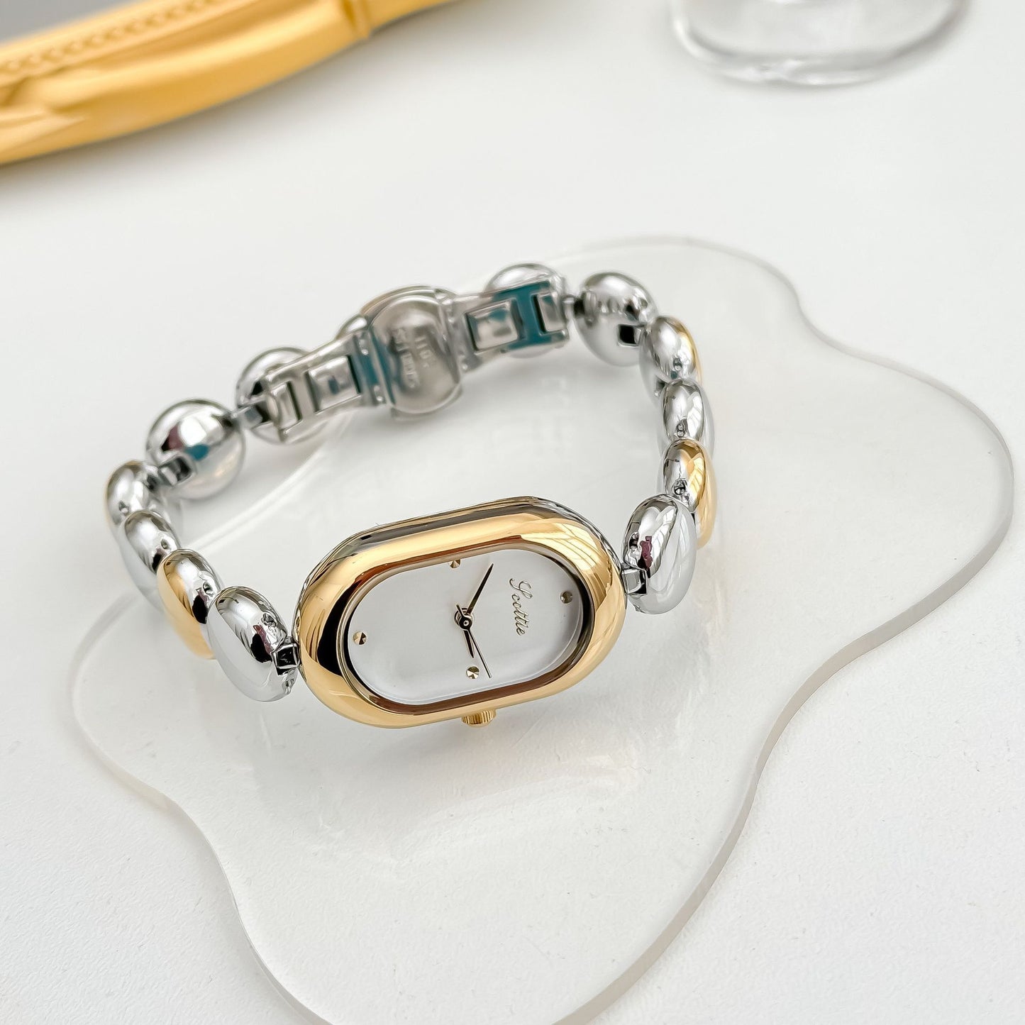Good-looking Gold Elegant Oval Women's Watch Bracelet
