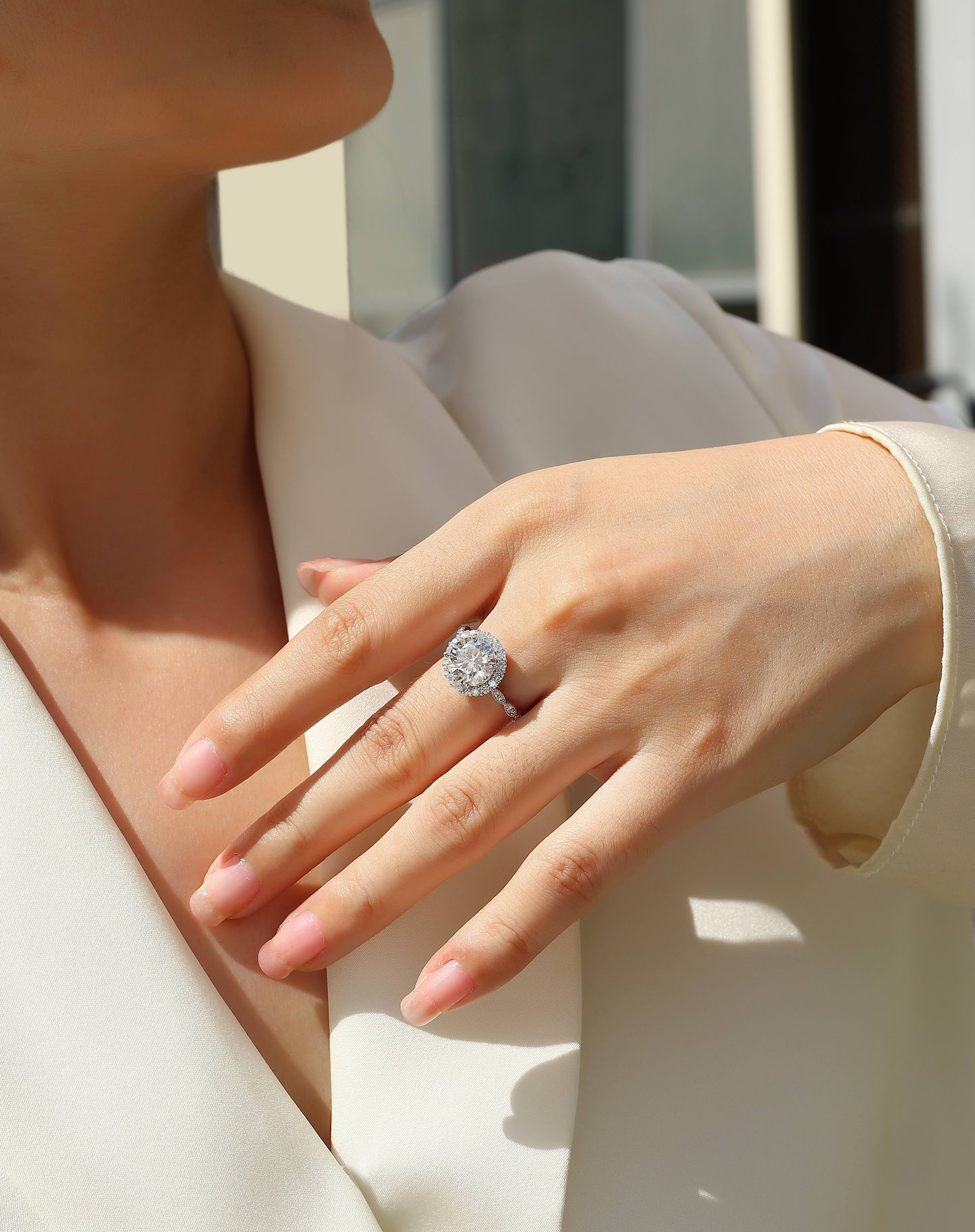 Starlight Shining - A Fashionable Jewelry Ring Set With 3-carat Moissanite S925 Sterling Silver And Platinum-plated Diamond