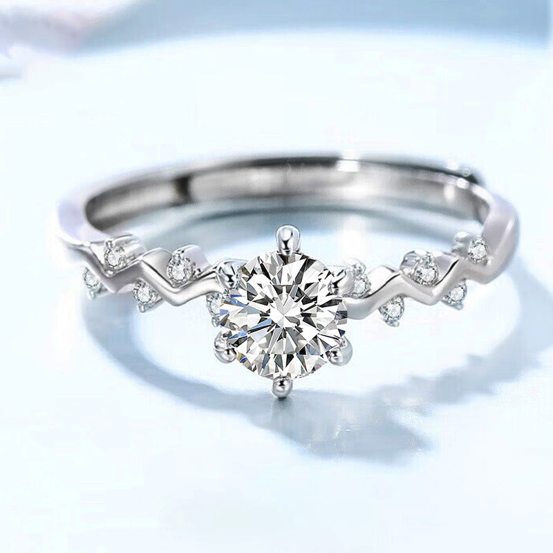 Wave Spot Drill Open Ring Women