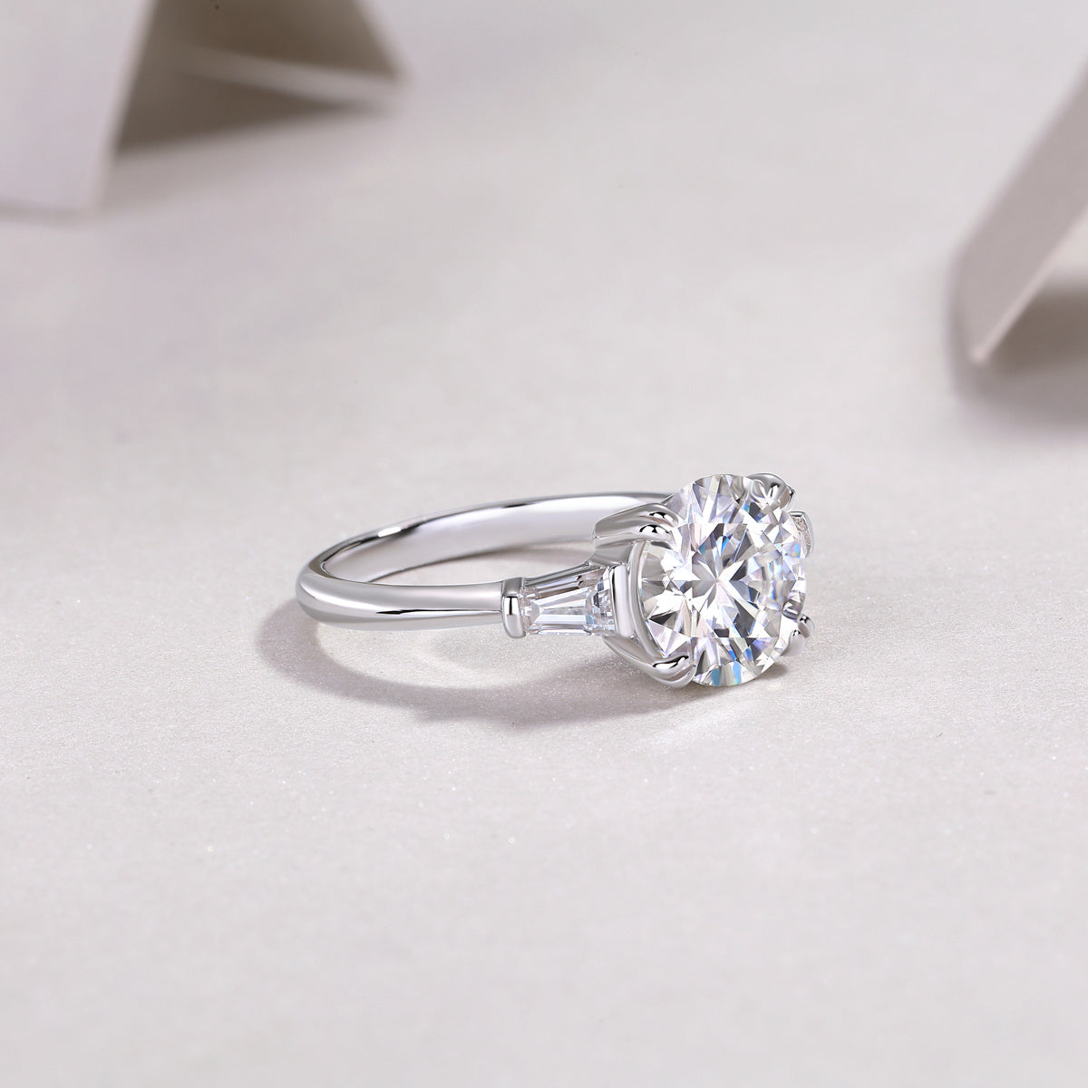 Shining Step By Step  A Fashionable Diamond Jewelry Piece Set With 3-carat Moissanite S925 Sterling Silver And Platinum Diamond Ring.