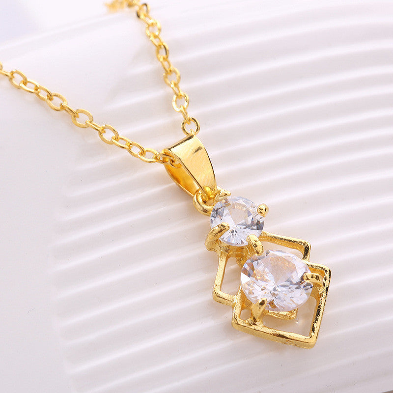 Square round zirconium pendant