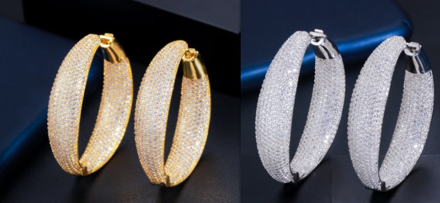 Simple Gold-plated Fashion Earrings With Sparkling Diamonds And Micro Inlaid Zircon