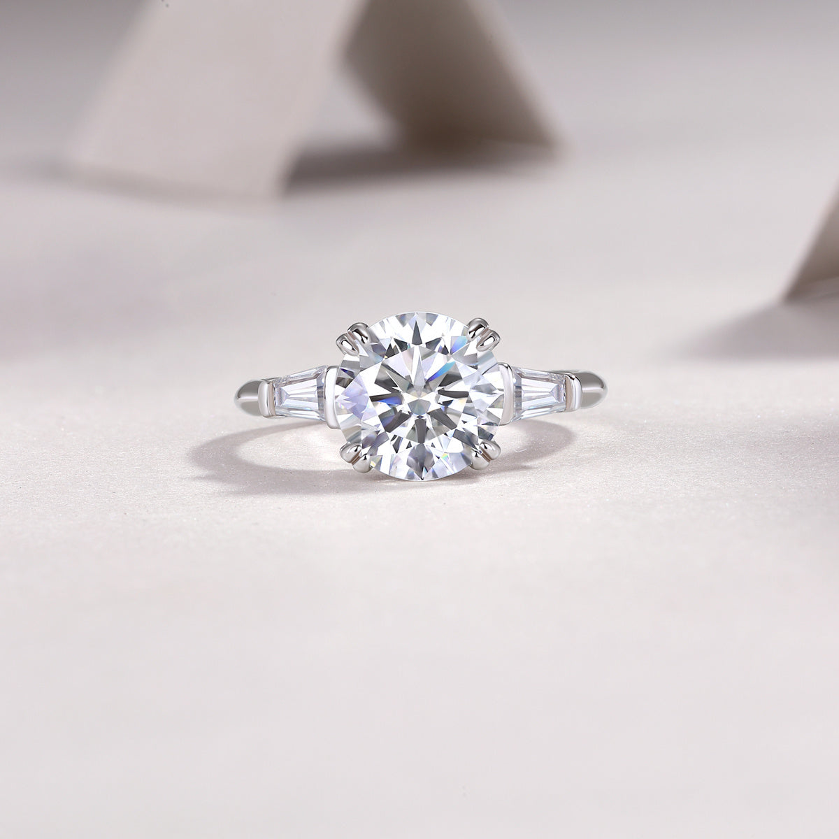 Shining Step By Step  A Fashionable Diamond Jewelry Piece Set With 3-carat Moissanite S925 Sterling Silver And Platinum Diamond Ring.