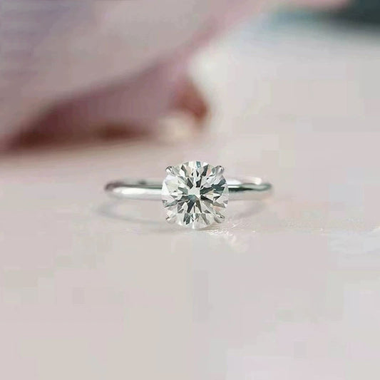 5A Zircon Round Rose Silver Diamond Ring