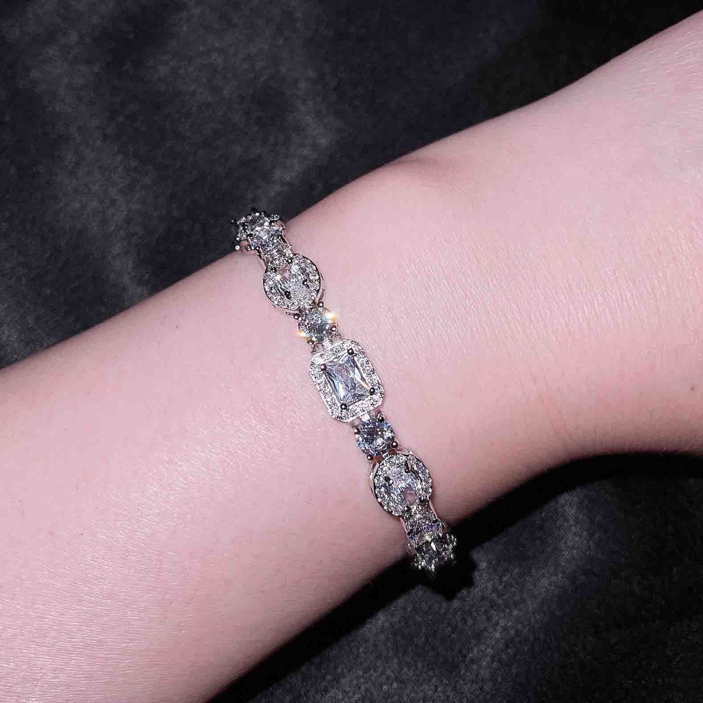 Women's S925 Sterling Silver-plated Diamond Bracelet
