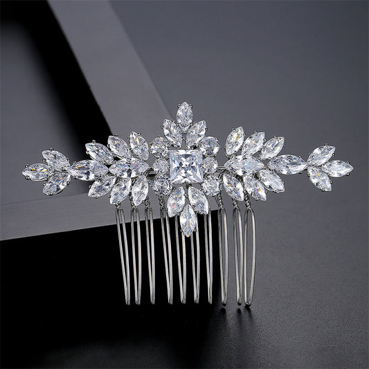 S925 Pure Silver Moissanite Fashionable New Bride Hair Comb Light Luxury Headwear