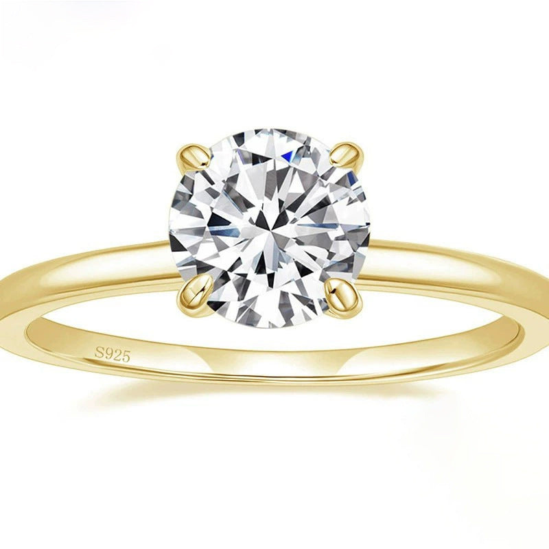 5A Zircon Round Rose Silver Diamond Ring