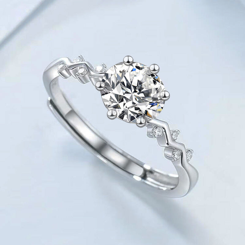 Wave Spot Drill Open Ring Women