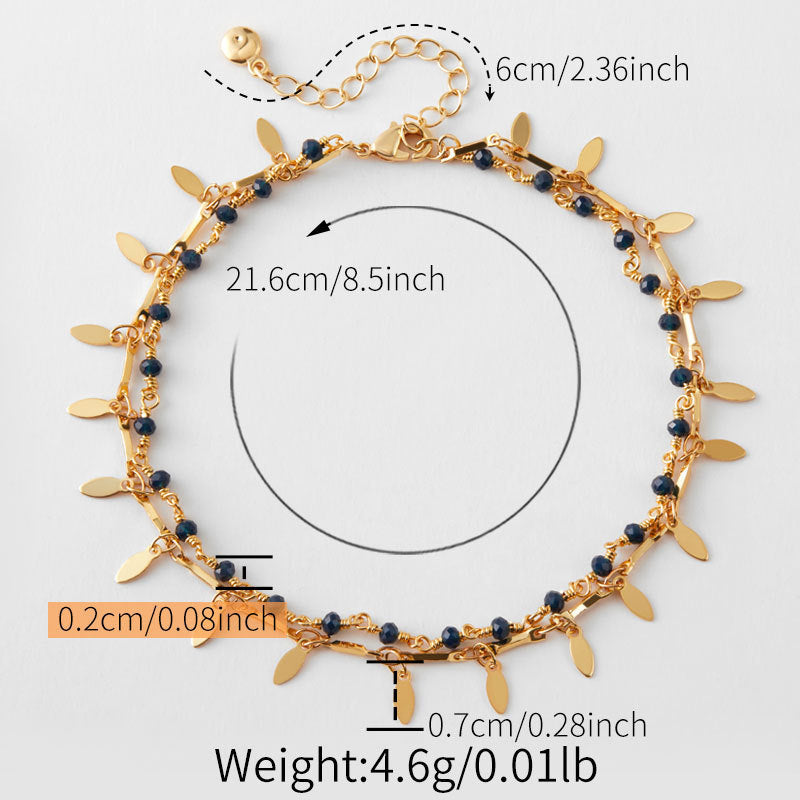 Beach Layered Retro Copper Plating 18K Real Gold Anklet