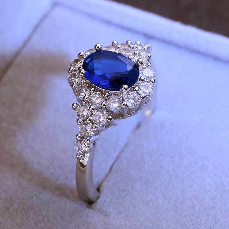 High-grade Blue Zircon Real Gold Ring