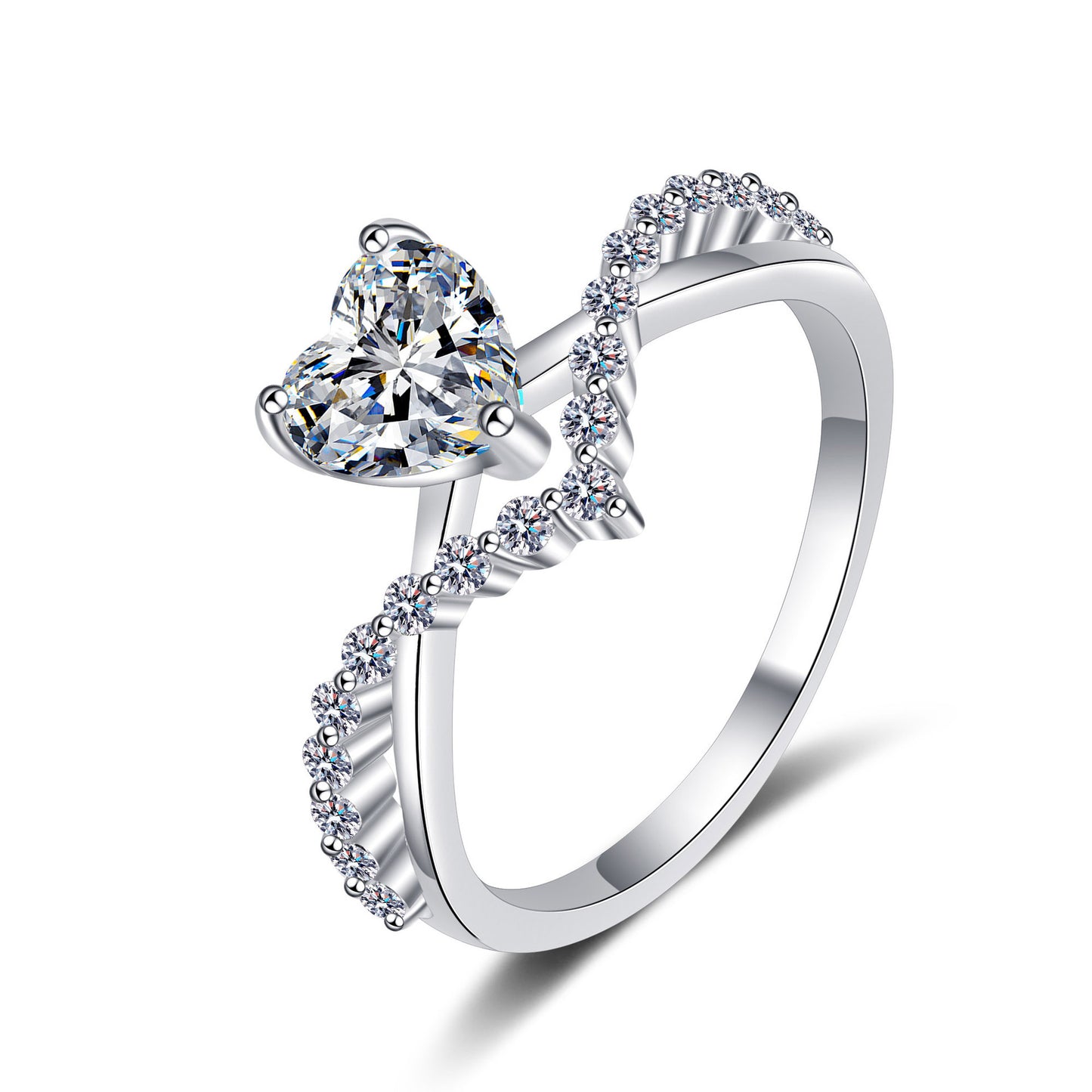 Sterling Silver Love 1 Karat Moissanite Ring