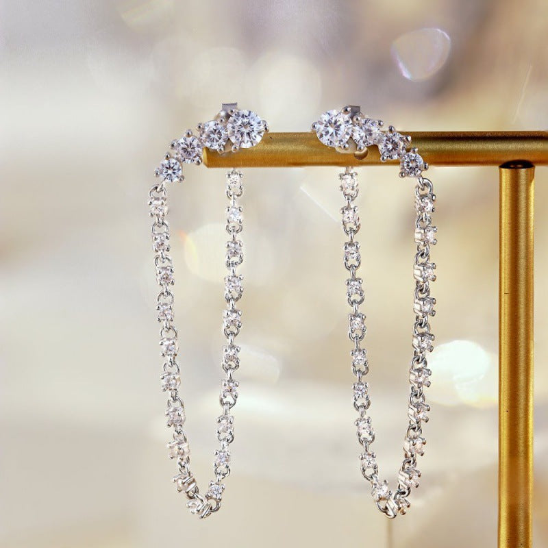 Women's Rhinestone Zircon Chain Stud Earrings