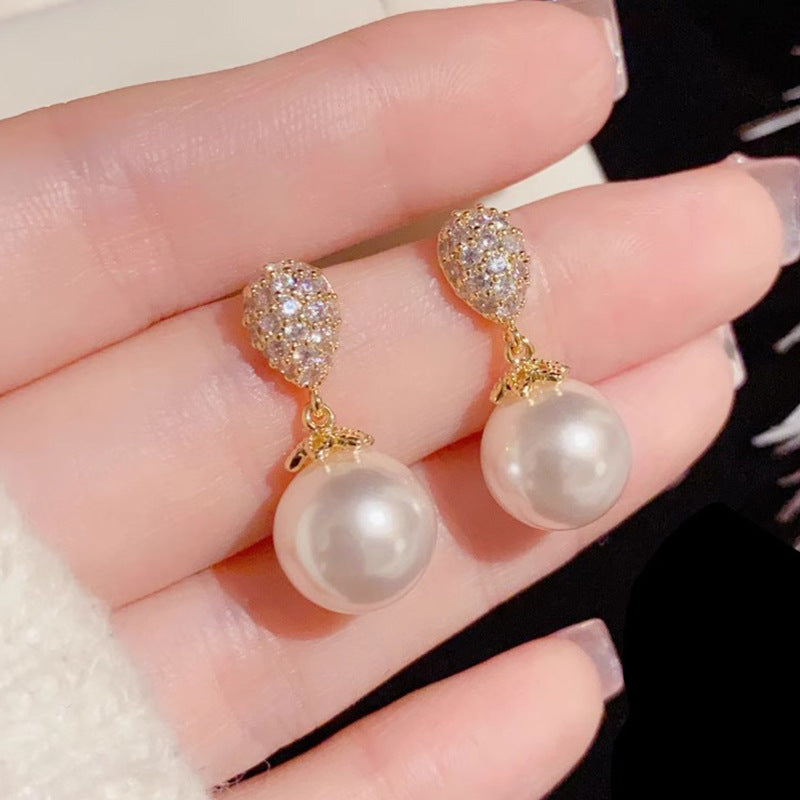 Water Drop French Pearl Earrings For Women