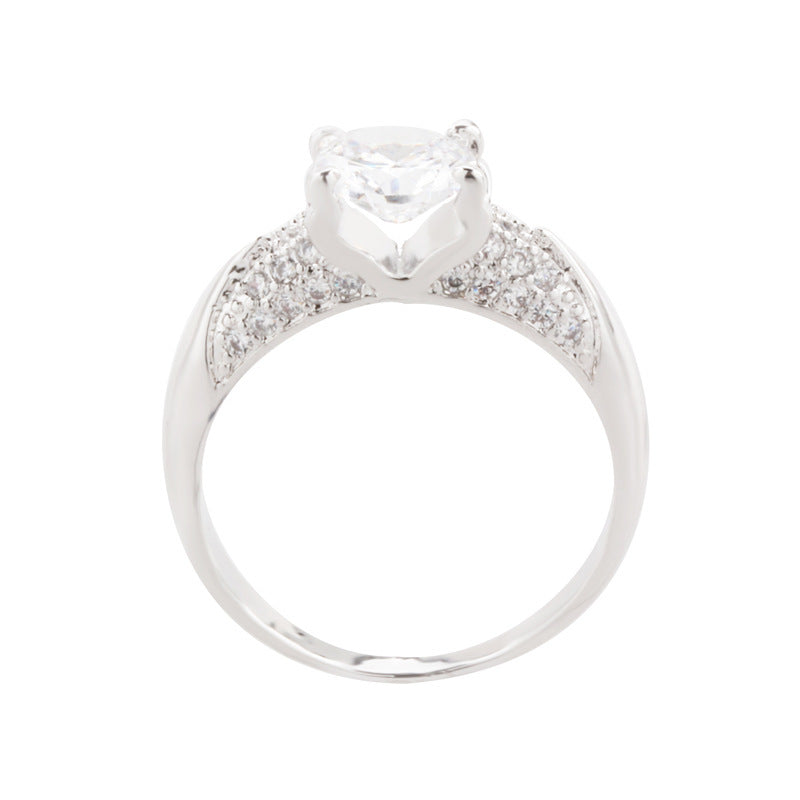 Electroplated White Gold Golden Bull Head Four-claw Diamond Ring Setting