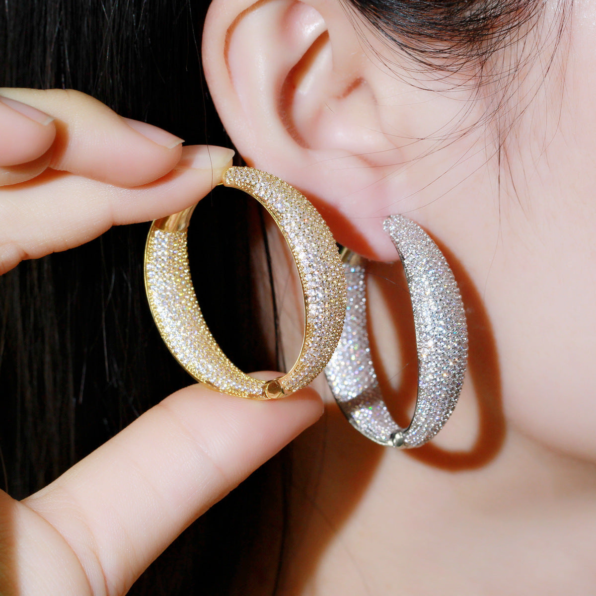 Simple Gold-plated Fashion Earrings With Sparkling Diamonds And Micro Inlaid Zircon