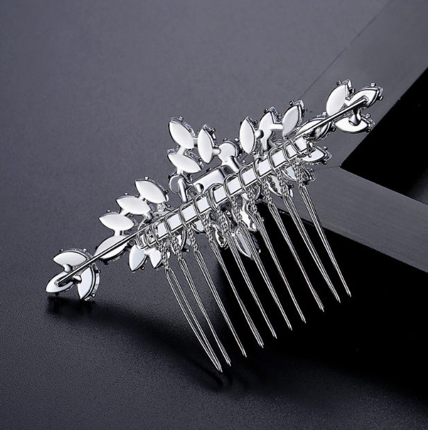 S925 Pure Silver Moissanite Fashionable New Bride Hair Comb Light Luxury Headwear