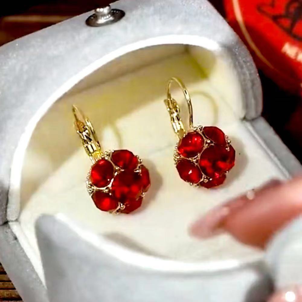 Korean Retro Colorful Circle Crystal Earrings