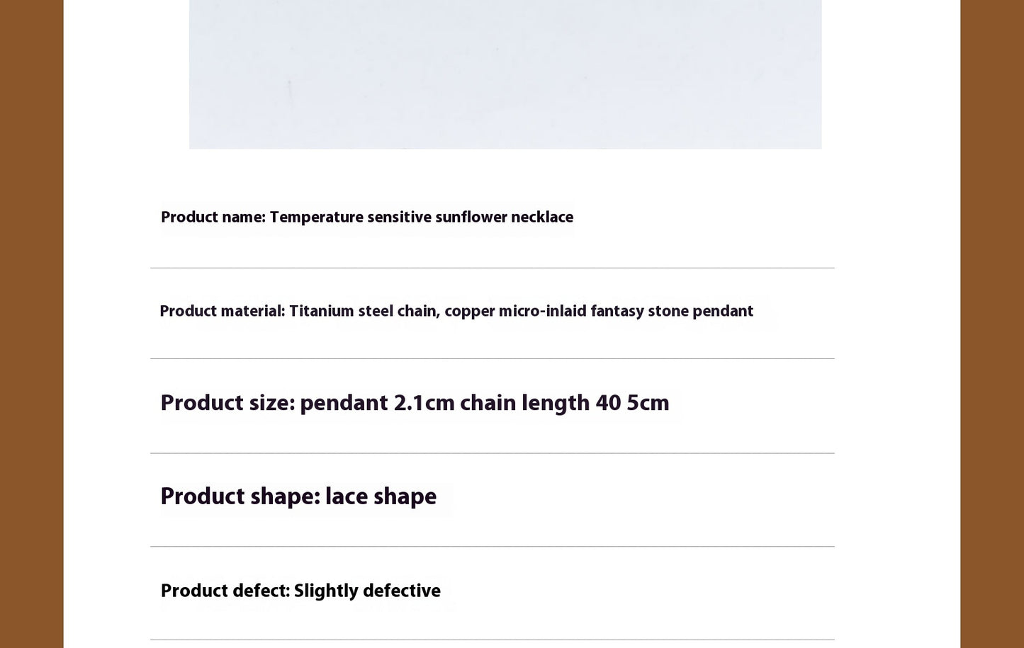 Non-fading Temperature-sensitive SUNFLOWER Necklace Luxury