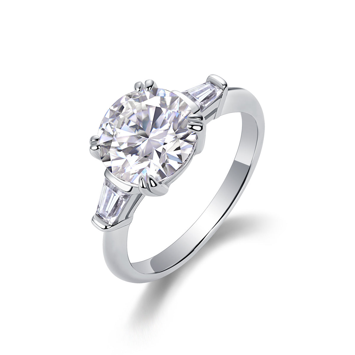 Shining Step By Step  A Fashionable Diamond Jewelry Piece Set With 3-carat Moissanite S925 Sterling Silver And Platinum Diamond Ring.